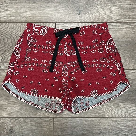 Sharon Fonseca Pants - Sharon Fonseca Michele Shorts Mid Rise Red Paisley Size Small‎